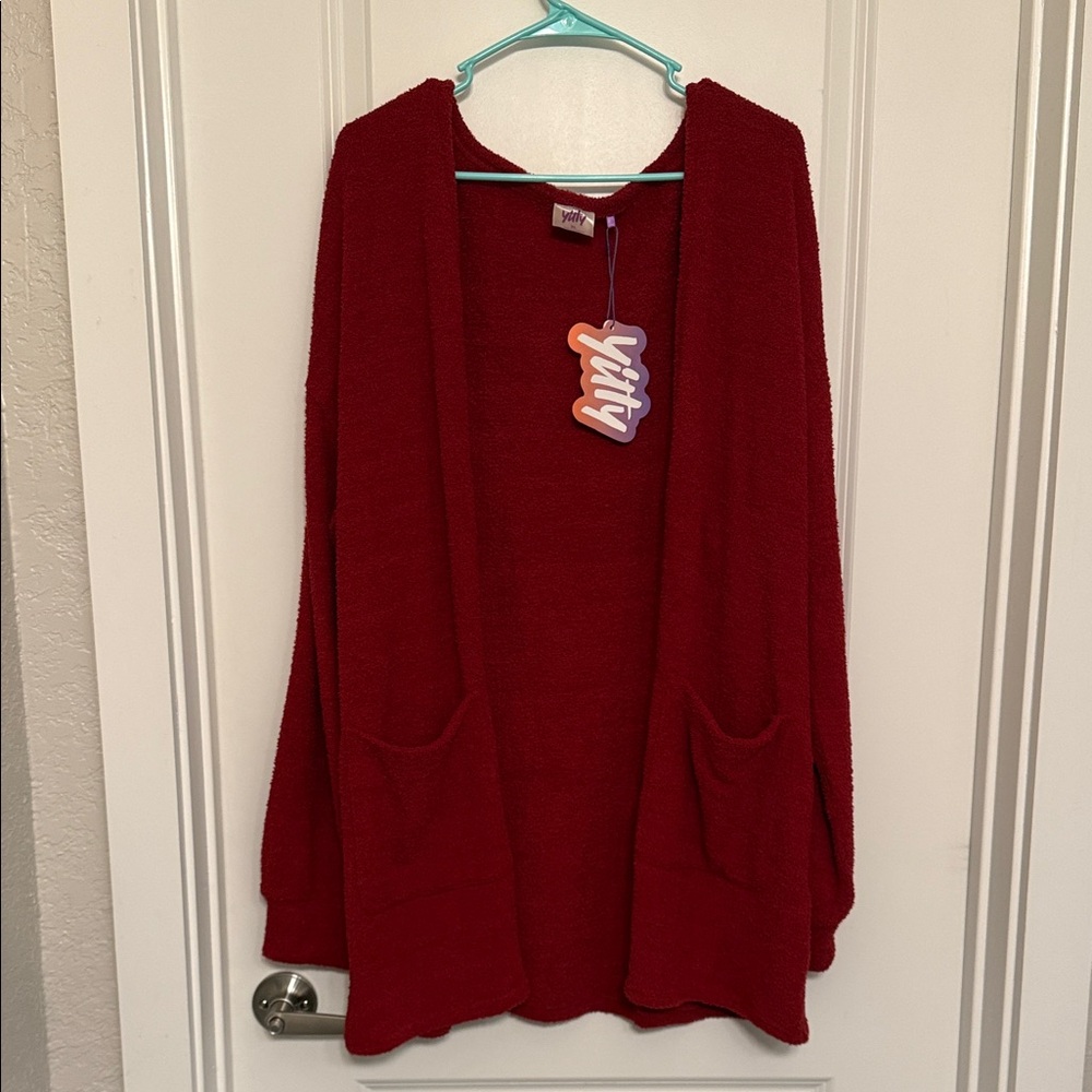 YITTY Vibrant Red Cardigan Sweater